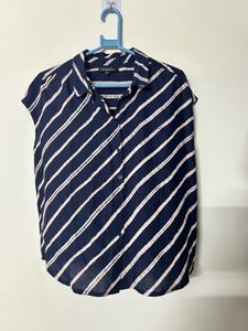 Chic Striped Button-Up Sleeveless Top