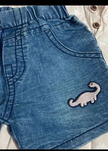 Cute Dinosaur Print Top and Denim Shorts Set