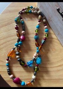 Natural stone and crystal tibitean neck piece