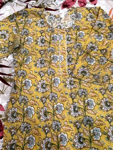 Yellow Floral Print Kurta
