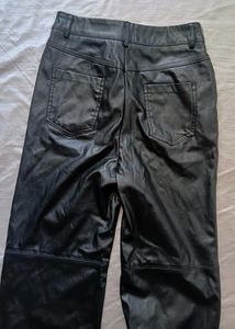Black Faux Leather Wide Leg Pants