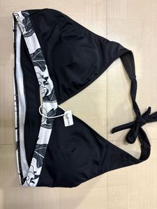 savana sports Black Bikini Top with Leaf Print