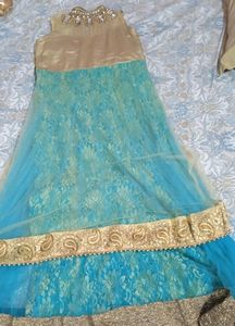 Stunning Teal &amp; Gold ethnic gown Set