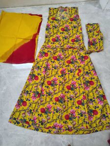 Yellow Floral Kurta Set with Dupatta