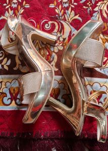 Gold Embellished Heeled Sandals