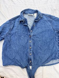 Blue Denim Tie-Front Shirt