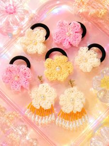Handmade Crochet Flower Hair Ties & Earrings