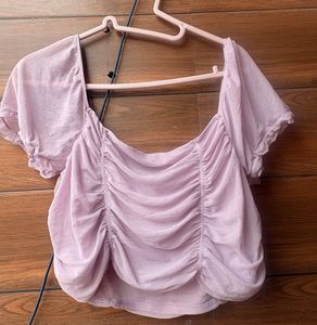 Sheer Ruched Crop Top