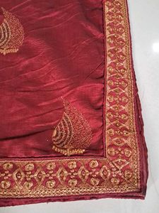 Elegant Red Embroidered Saree
