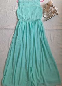 Green Chiffon Gown Maxi Sleeveless Prom Dress