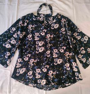 Floral Print Top with Bell Sleeves