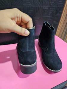 Sreeleathers Black Suede Ankle Boots