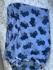 Blue Floral Print Saree