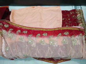 Designer Gold Gotta patti work kurta Dupatta set