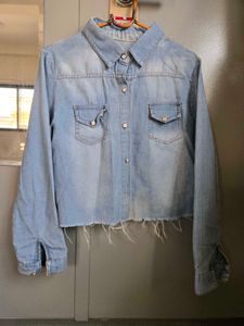 Light Wash Denim Crop Shirt
