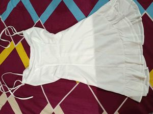 Chic White Ruffle Strap Dress