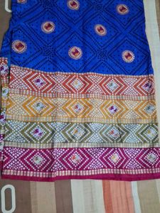 Vibrant Blue Kurta with Bandhani Print