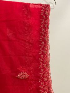 Elegant Red Embroidered Shawl
