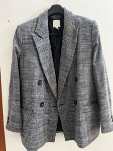Classic Plaid Double-Breasted Blazer