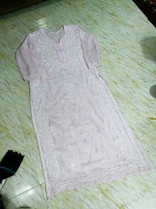 Elegant Pink Chikankari Kurta