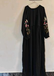 Black Embroidered Burqa