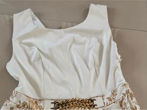 Elegant White &amp; Gold Floral Dress