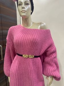 Pink Oversized Knit Sweater