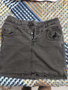 Grey Denim Mini Skirt