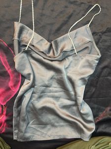 Satin Cami with Pearl Straps