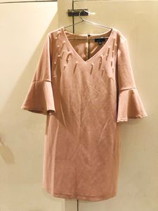 Elegant Pearl Detail Bell Sleeve Dress