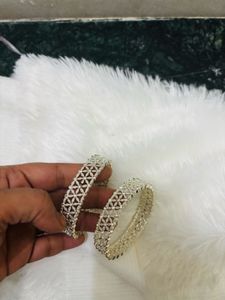 Floral Silver Bangles