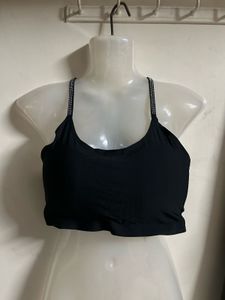 Black Sports Bra with Rhinestone Straps