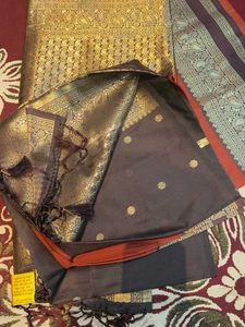 Elegant Chocolate with Gold Motifs Saree