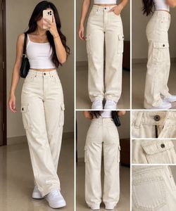 Cream Cargo Jeans