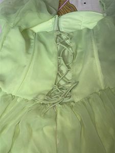 Light Green Puff Sleeve Corset Dress