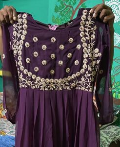 Beautiful Purple Embroidered Gown