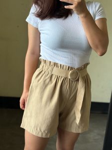High-Waisted Belted Shorts