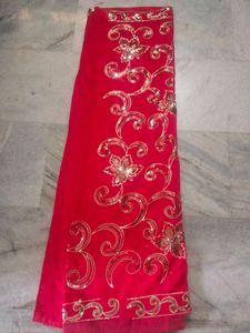 Red Sequined Party Wear Saree