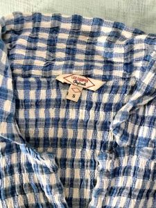 Blue Gingham Cropped Shirt
