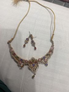 Stunning Multi-Color Stone Necklace & Earrings Set