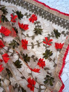 Exquisite Embroidered Floral Net Dupatta