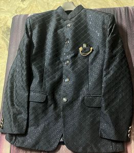 Men's Navy Blue Bandhgala Suit