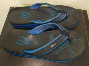 Comfortable Blue & Black Flip-Flops |Cushioned EVA