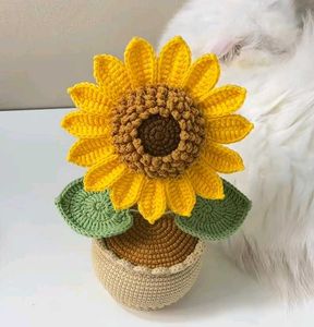 Crocheted Sunflower Potted Plant