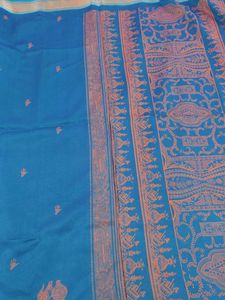 Blue Saree with Orange Border