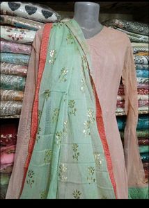 bust 42 Elegant Peach &amp; Mint Kurta Set