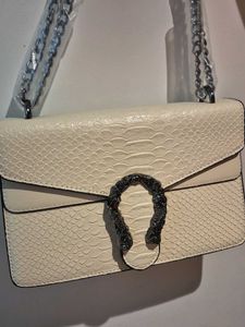 Stylish White Shoulder Bag with Chain