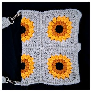 Handmade Crochet Sunflower Sling Book Cover