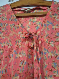 Floral Tie-Neck Blouse