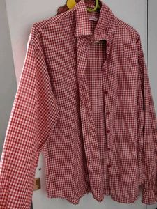 Red Gingham Button-Up Shirt